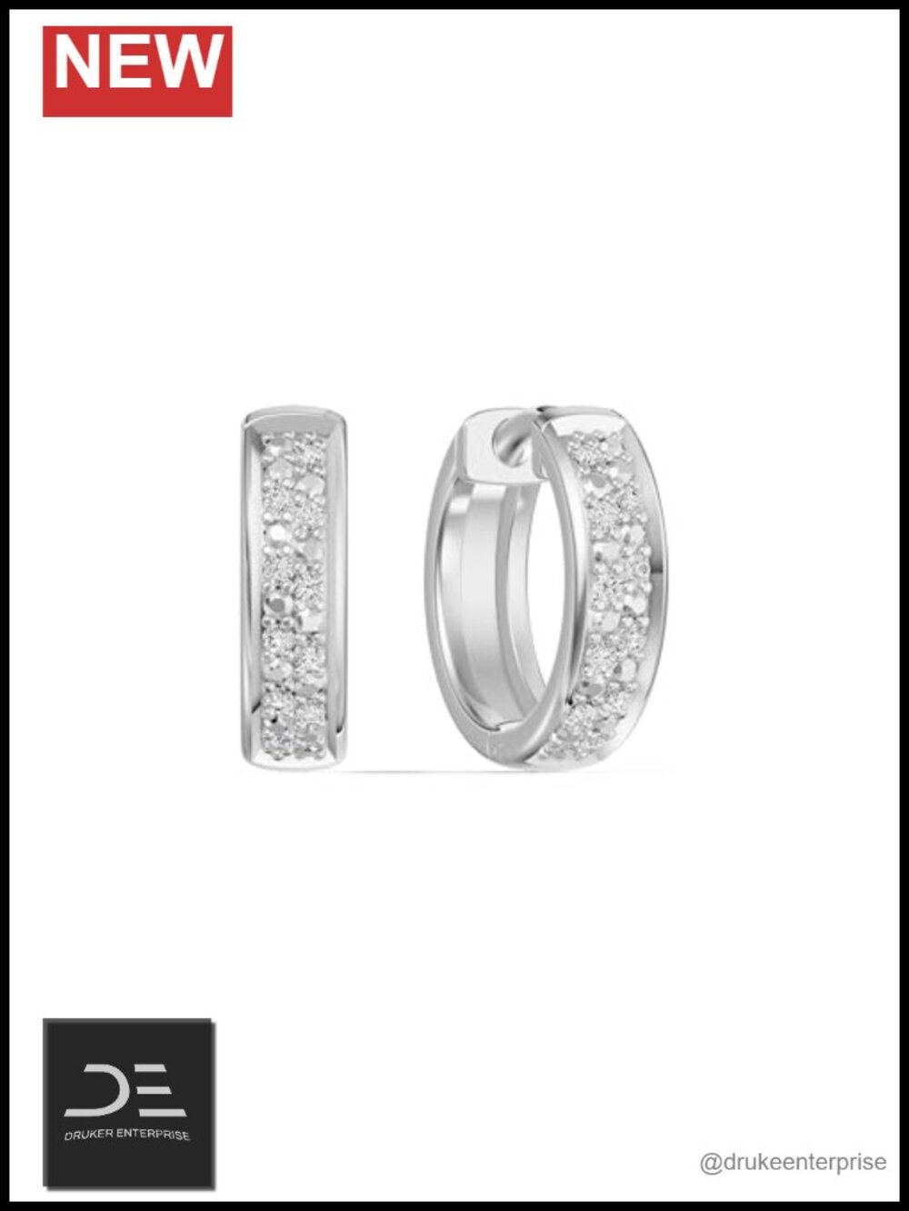 Double Row Pave Diamond Huggie Earrings, 24K Gold Vermeil or Rhodium-Plated